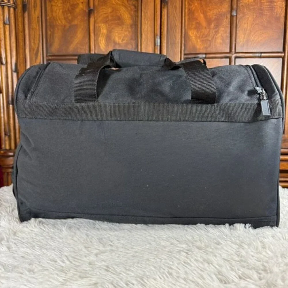 Vintage Black Embroidered Silver Golfer Canvas Duffel Bag